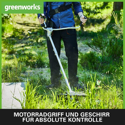 Greenworks GD40BCB Akku Freischneider mit bürstenlosem Motor, Geschirr, Motorradgriff, 40 cm Schnitt