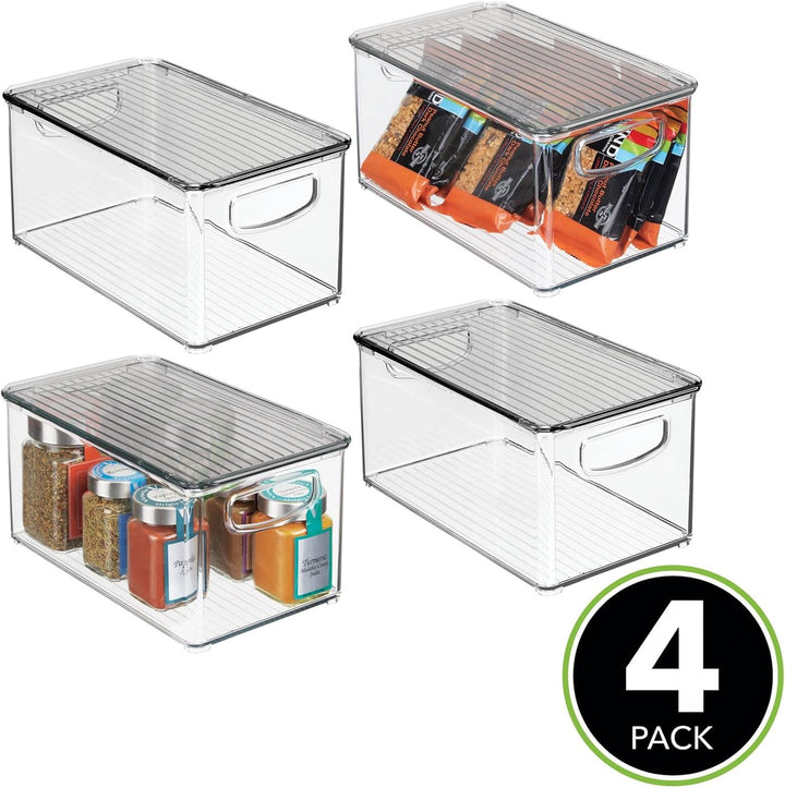 mDesign 4er-Set Aufbewahrungsbox mit Griffen – Kühlschrankbox mit Deckel zur Lebensmittelaufbewahrun