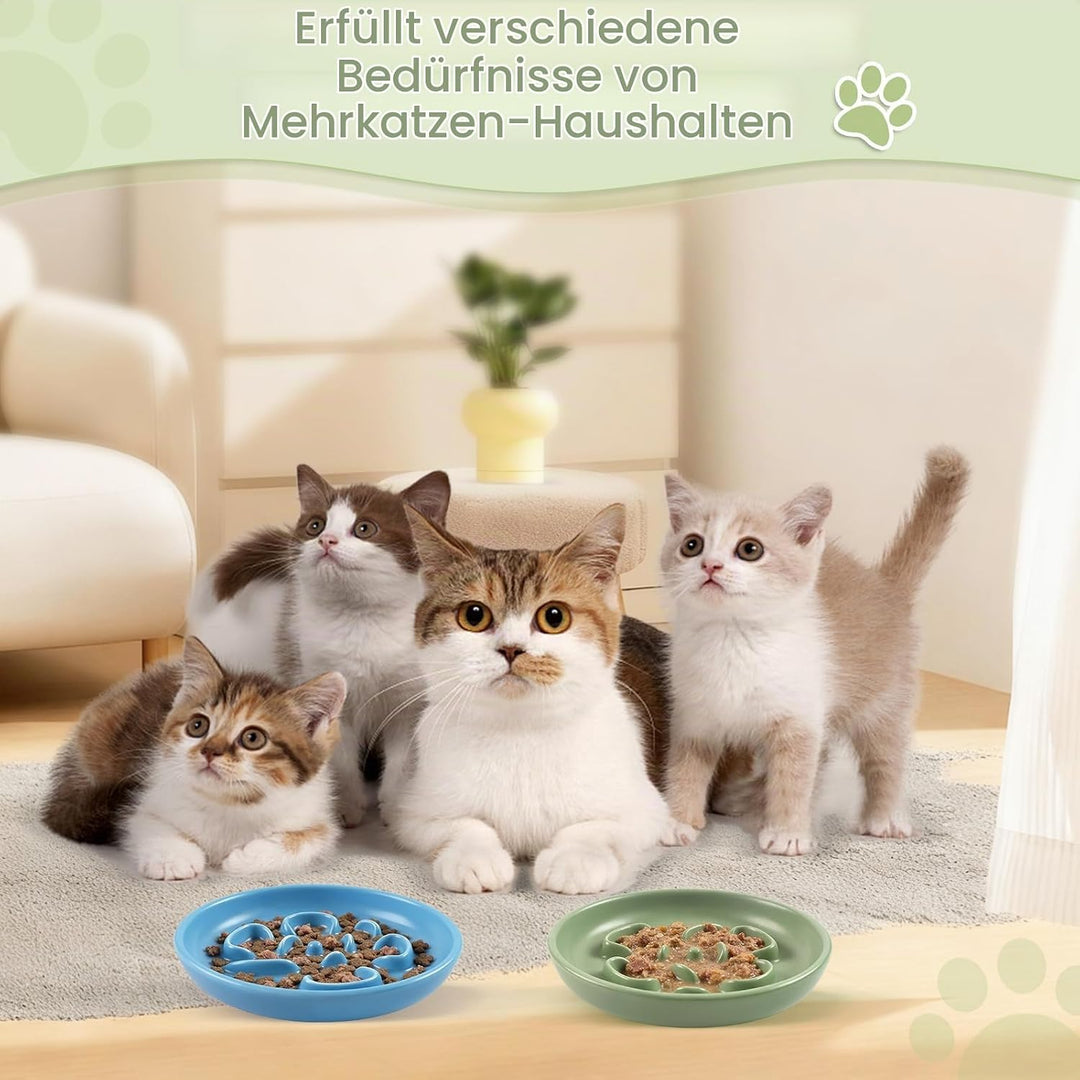 2 Stück Futternapf Katze, Katzennapf Keramik, Schlingnapf Katze, Slow Feeder, Whiskerfreundlicher Ka
