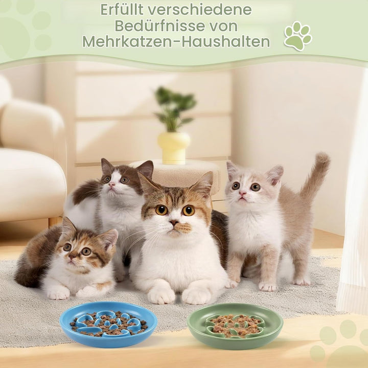 2 Stück Futternapf Katze, Katzennapf Keramik, Schlingnapf Katze, Slow Feeder, Whiskerfreundlicher Ka