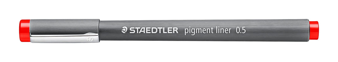 STAEDTLER pigment liner, rot, Linienbreite 0,5 mm, dokumentenechte Pigmenttinte, lange Metallspitze,
