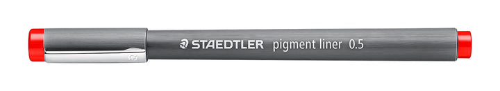 STAEDTLER pigment liner, rot, Linienbreite 0,5 mm, dokumentenechte Pigmenttinte, lange Metallspitze,