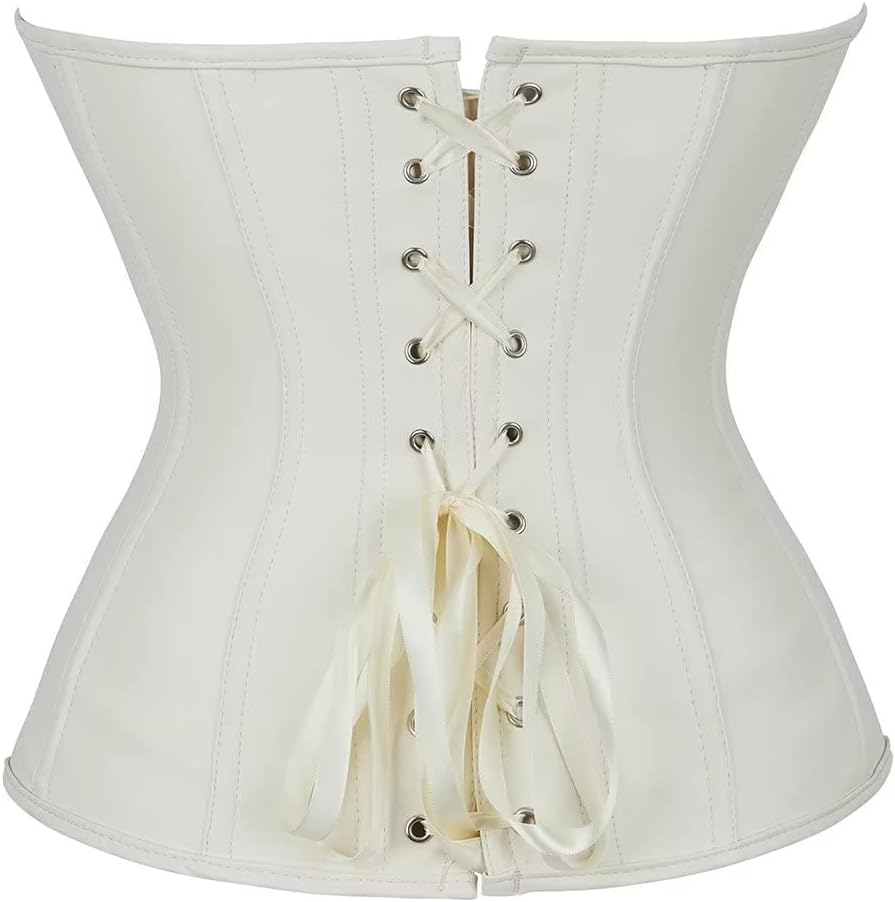 Josamogre Leder Korsett Top Damen Corsage Reissverschluss Sexy 5XL Beige, 5XL Beige