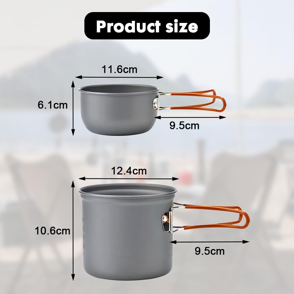 Camping Kochgeschirr Set, Tragbar Camping Geschirr Set Ultraleicht Camping Topf Pfanne Set klappbare