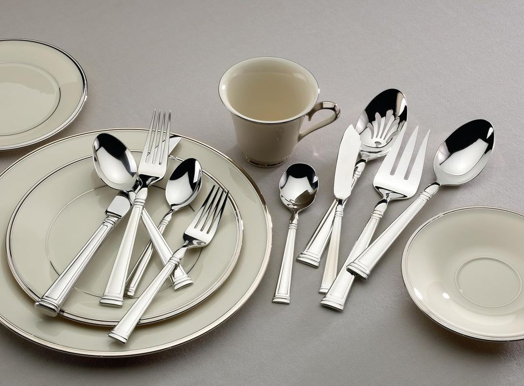 Lenox Esquire Besteck-Set, 65-teilig, 4 kg, Metallic, Silber, Esquire