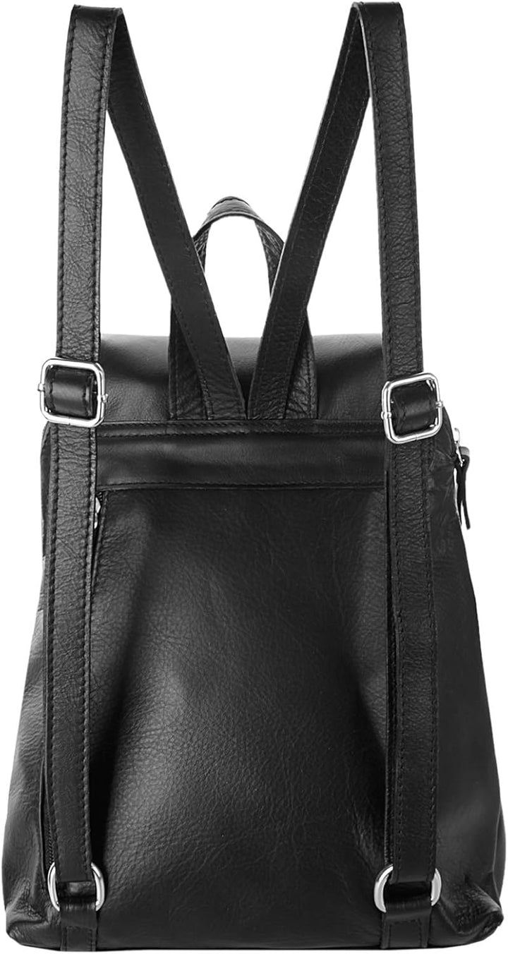 Cluty City-Rucksack Echt Leder Damen - 020401 Schwarz, Schwarz