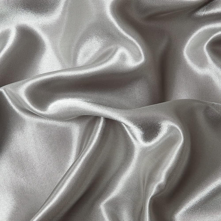 Omela Satin Bettwäsche Set 135x200 Silber Grau Einfarbig Unifarben Glatt Bettbezug mit Reissverschlu