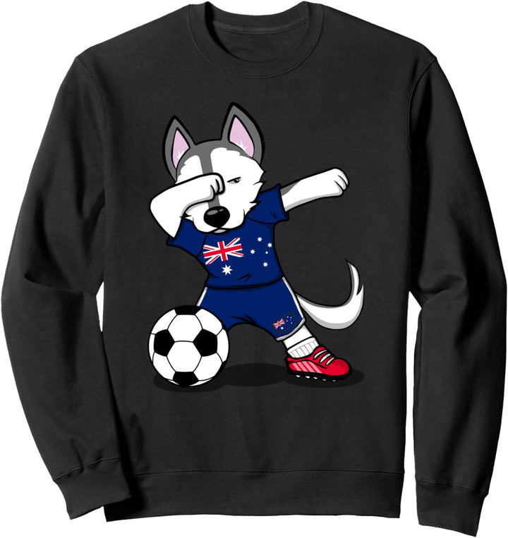 Tupfen Husky Dog Australia Football - Australische Flagge Sweatshirt