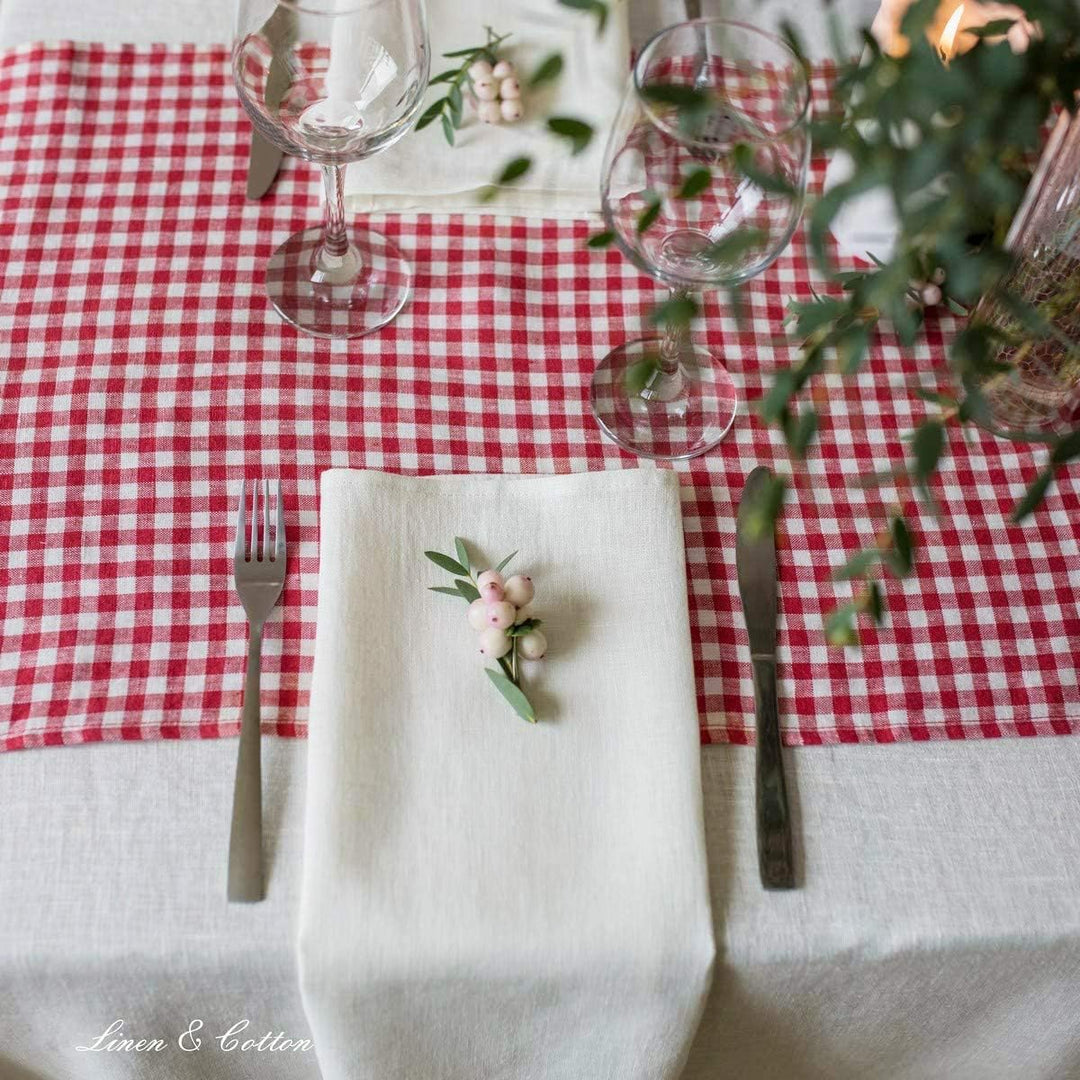 Linen &amp; Cotton Hochwertige 4 x Stoffservietten/Servietten Stoff/Leinenservietten Hygge - 100% Leinen
