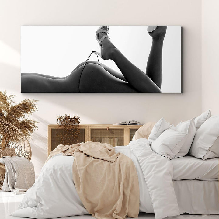 Panorama Bilder auf Leinwand 100x40cm Leinwandbild mit Rahmen Frau Akt Pose Gross Wanddeko Bild Schl