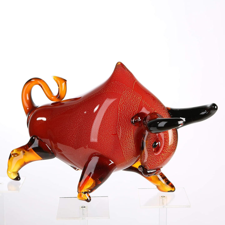 Casablanca - Skulptur Stier - aus Glas in rot orange braun schwarz H 28 cm Höhe 28 cm Rot, Höhe 28 c