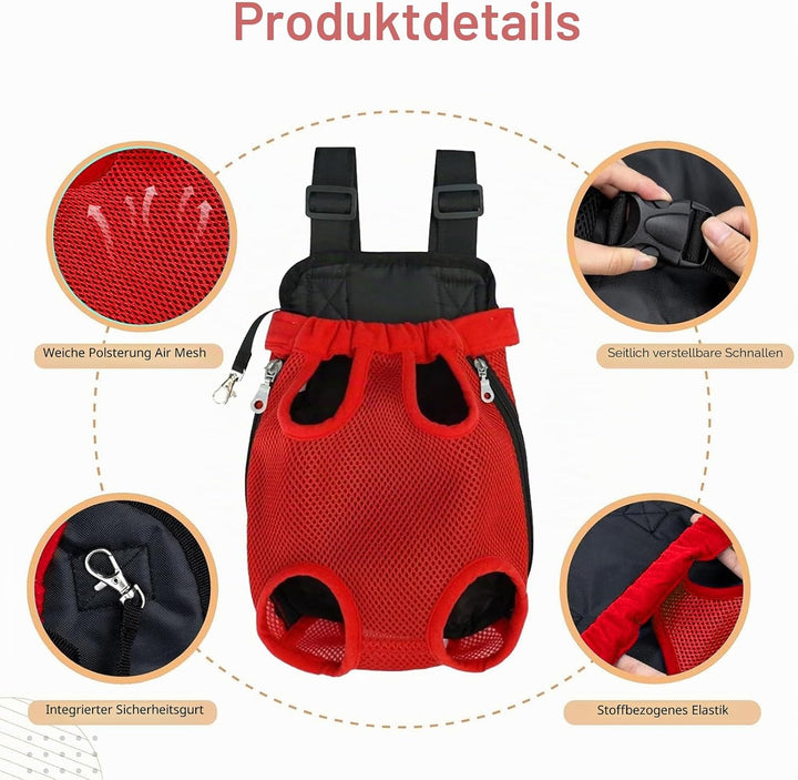 Hunde Rucksack für 2.5-3.5 kg, Verstellbare Welpen Haustier Rucksack Hund Tragetasche, Camping und R