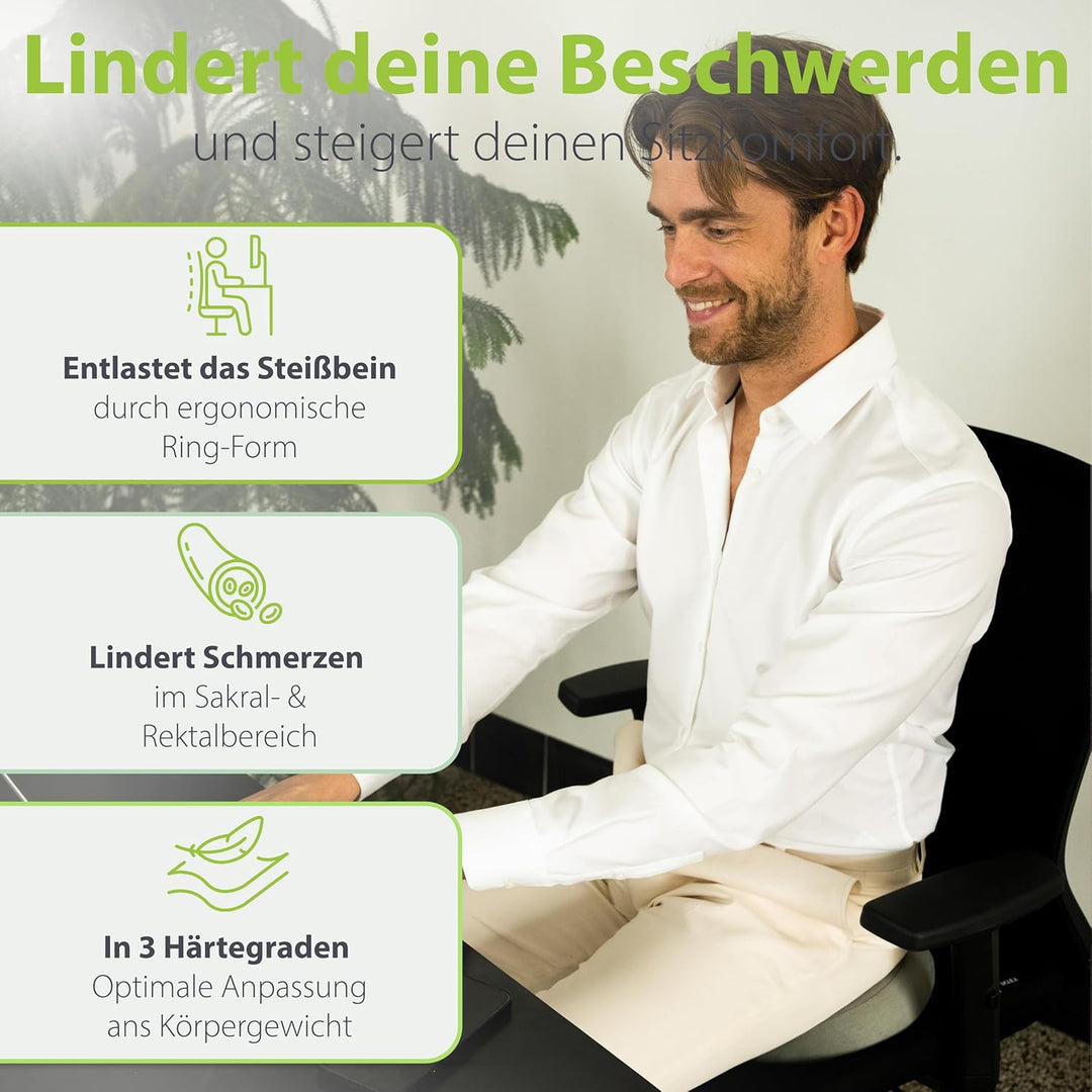 feela.® Orthopädisches Sitzring [3 Härtegrade] – Hämorrhoiden Sitzkissen mit Loch – nach OP &amp; Geburt