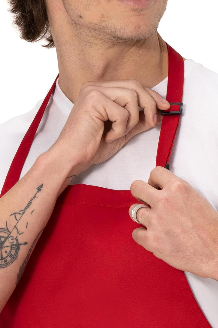 Colour by Chef Works B196 Verstellbare Latzschürze, Rot, Rot
