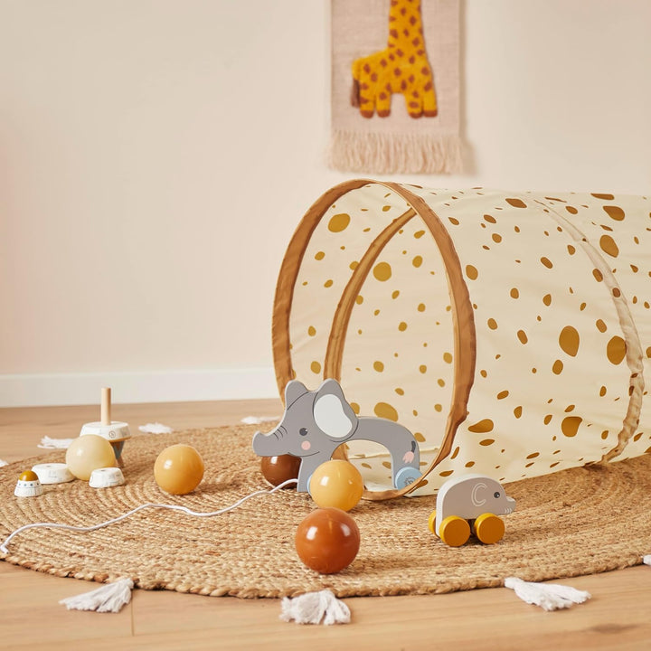 Bieco XXL Krabbeltunnel Dots ab 1 Jahr | 180 x 46 cm | Spieltunnel Kind und Baby | Farbenfroh | Tunn