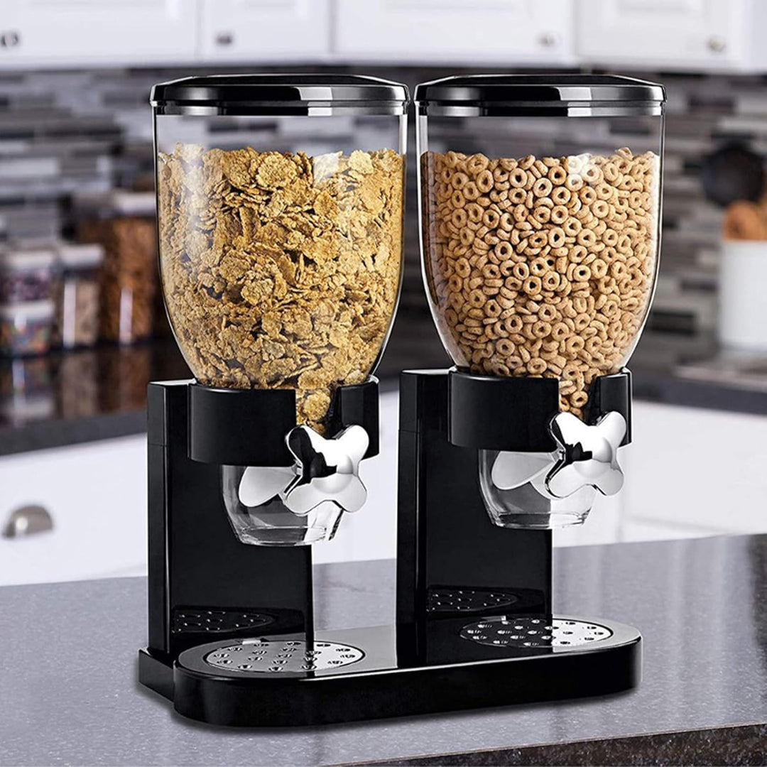 Müslispender doppelt, 2L Lebensmittelspender aus Kunststoff,Cornflakes,Süssigkeiten,Süssigkeiten und