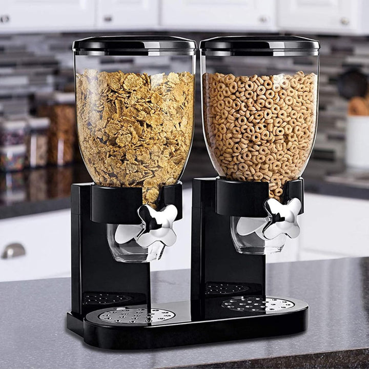 Müslispender doppelt, 2L Lebensmittelspender aus Kunststoff,Cornflakes,Süssigkeiten,Süssigkeiten und