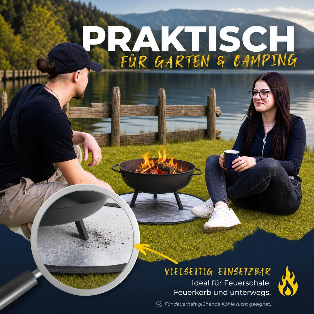 VATERLIEBE Feuerfeste Unterlage – Hitzebeständige Matte für Kohle & Asche – 100% Flammschutz – Für G