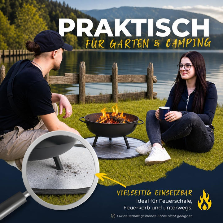 VATERLIEBE Feuerfeste Unterlage – Hitzebeständige Matte für Kohle & Asche – 100% Flammschutz – Für G