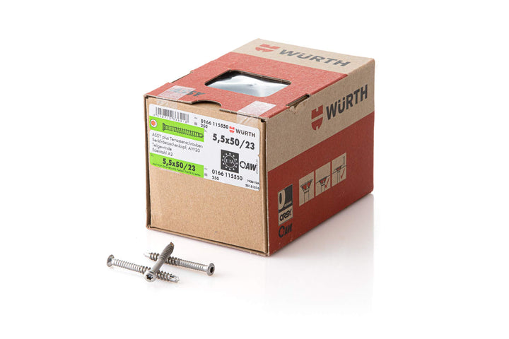 Würth Terrassenbauschraube Edelstahl AW20 5,5X50/23 Teilgewinde 250 Stück/Pack