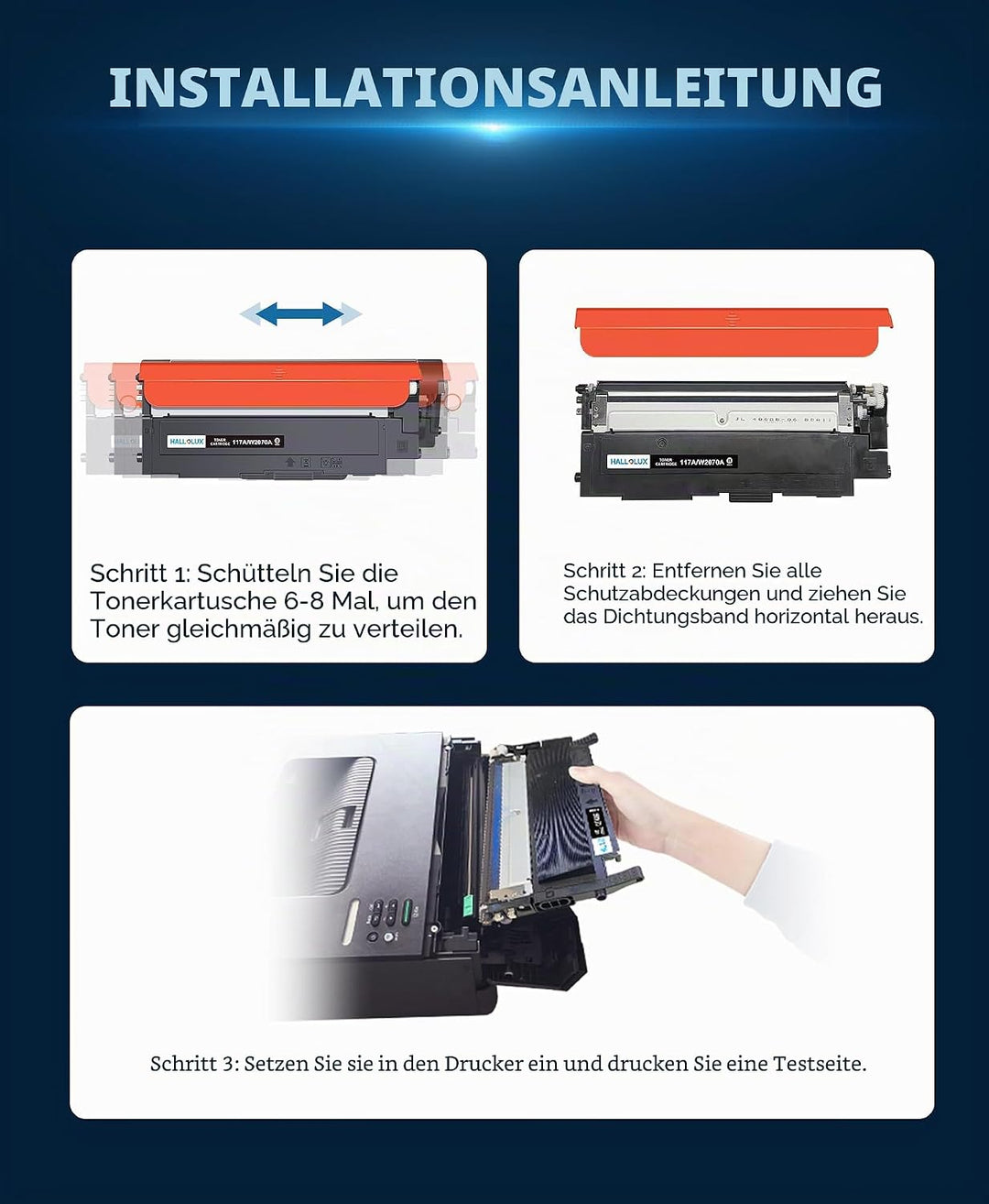 HALLOLUX 117A Schwarz Toner Kompatibel für HP 117A Toner Set für Toner HP Color Laser MFP 178nwg für