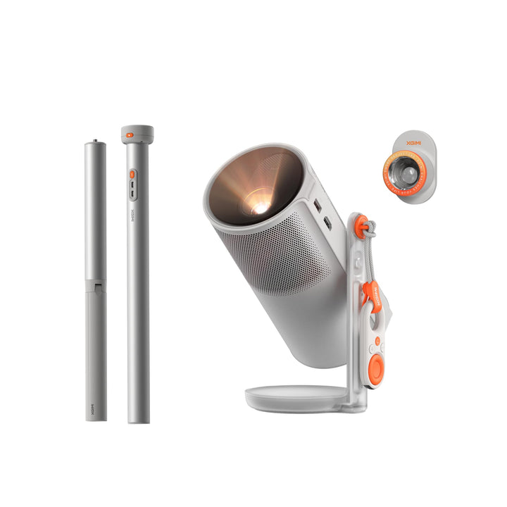 XGIMI MoGo 4 Mini Beamer Set mit Akku – Smart Outdoor Heimkino mit PowerBase-Ständer, 5h Laufzeit, G