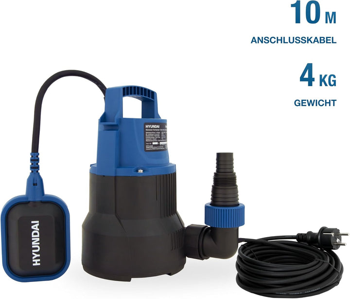 HYUNDAI Klarwasser-Tauchpumpe TP40009C | flachsaugend | 400 W, Fördermenge 9.000 l/h, | Eintauchtief