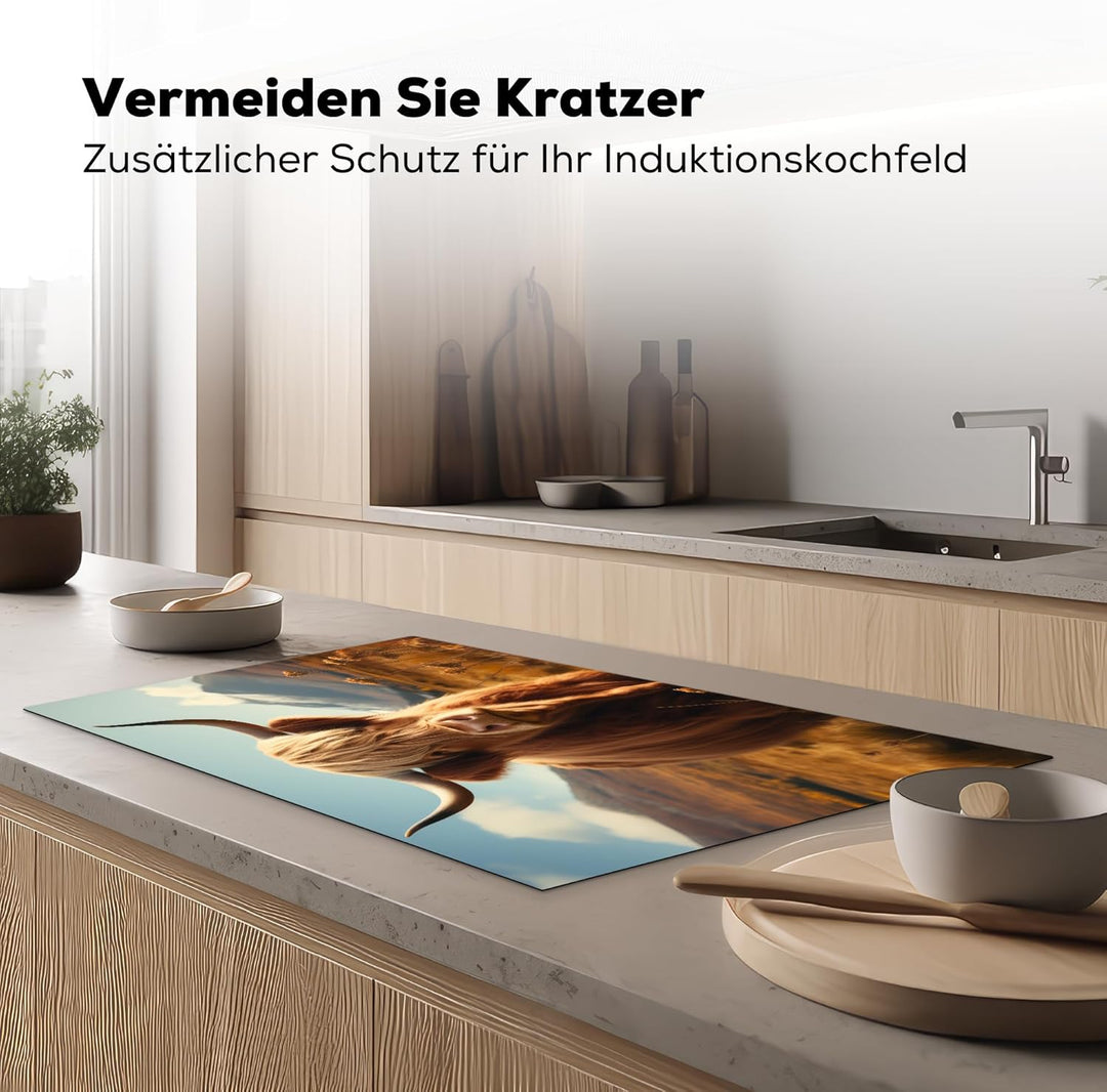 Herdabdeckplatte 90x52 cm Einteilig Ceranfeld Abdeckplatte für Induktionsschutz Ceranfeldabdeckung V
