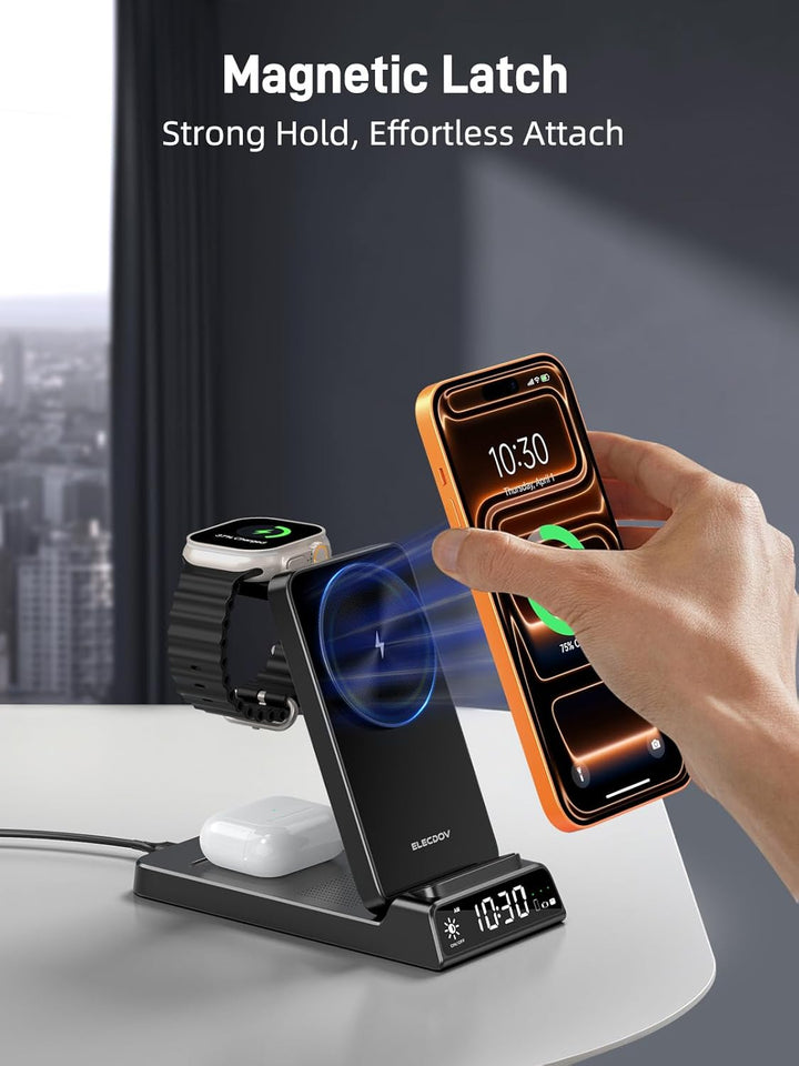 3-in-1 Wireless Ladestation für Apple, Faltbare Magnetische Ladestation für iPhone 17e/17 Pro Max/16