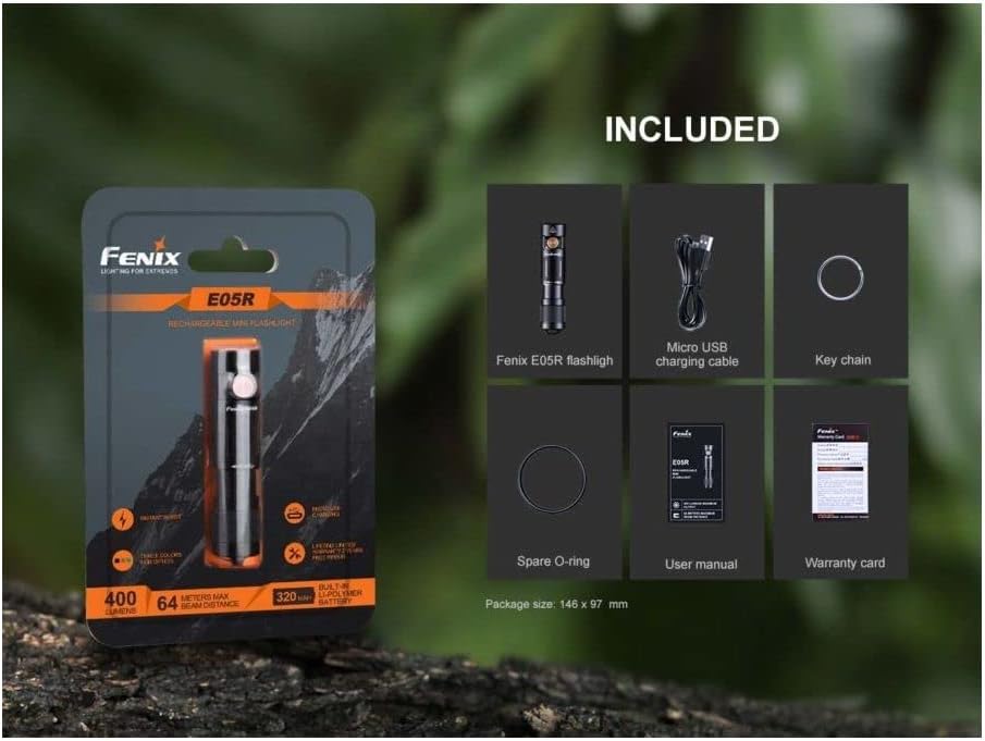 Fenix E05R LED Schlüsselbundlampe 400 Lumen schwarz