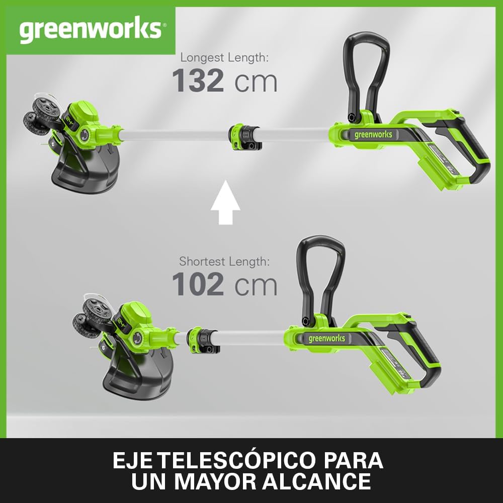 Greenworks G24LT30K2 Akku Rasentrimmer für kleine bis mittelgrosse Gärten, 30 cm Schnittbreite, auto