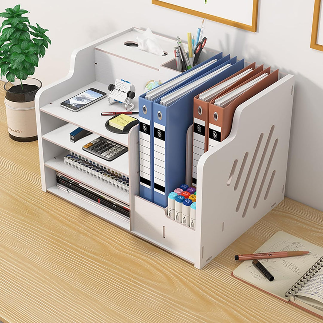 Schreibtisch Organizer Holz, Aufbewahrungsbox Schreibtisch, Vier kostenlose Lineale, Ordnungssystem