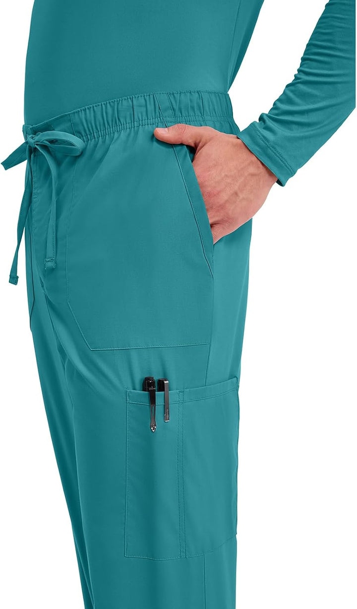 Workwear Professionals Men Scrubs Pant Tapered Leg Fly Front Cargo WW190 XS Blaugrün, Blau, XS Blaug