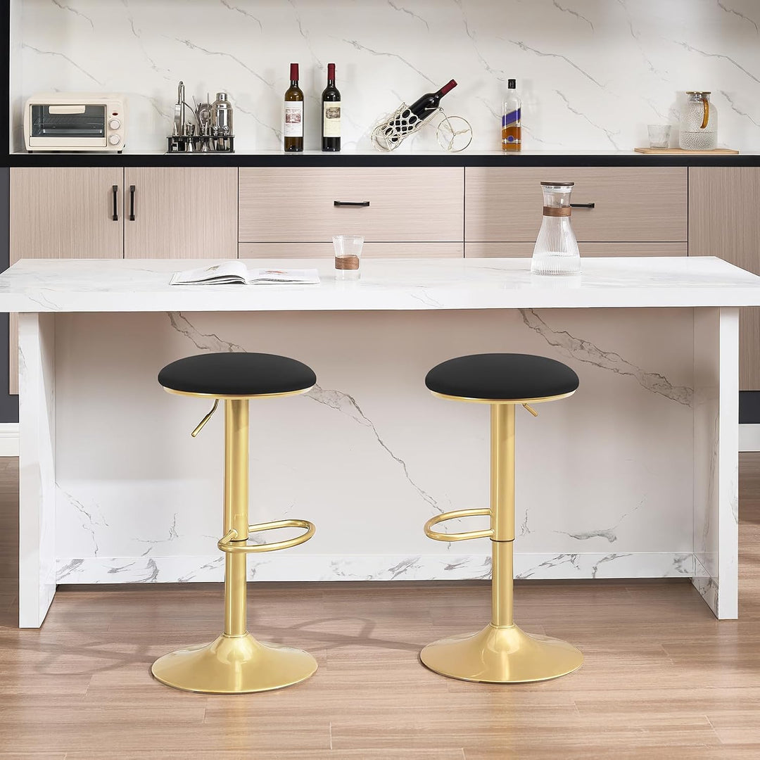 WOLTU Barhocker 2er Set, 60-80,5 cm Höhenverstellbar, Samt, Schwarz | Ergonomischer Barstuhl, mit Fu