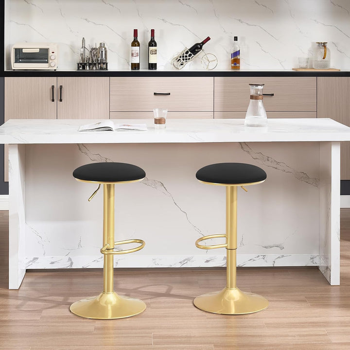 WOLTU Barhocker 2er Set, 60-80,5 cm Höhenverstellbar, Samt, Schwarz | Ergonomischer Barstuhl, mit Fu