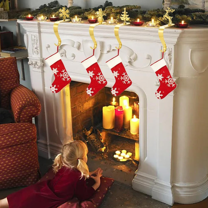 Larfraecy Weihnachtsstrumpf Aufhänger Haken 4 Stück Kaminhalter Haken,Weihnachten Kamin Metall Hänge