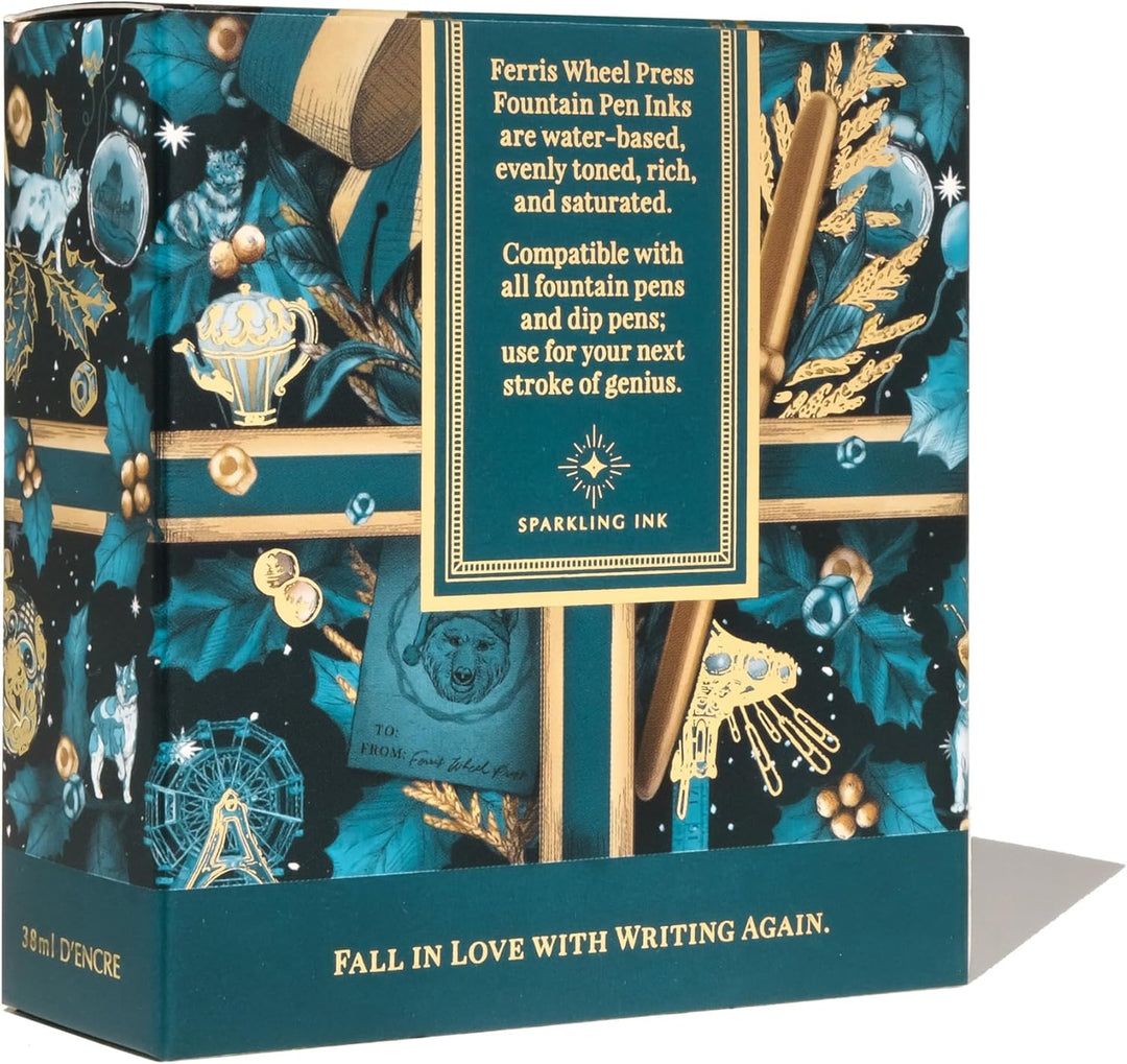 Ferris Wheel Press Fountain Pen Ink, Everyday Ink Collection,Deep teal with dual metallic (silver an