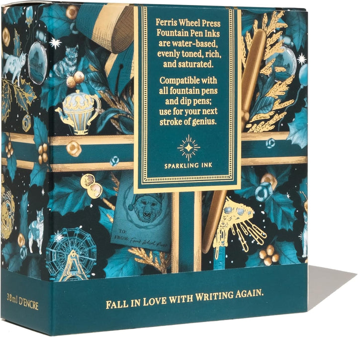Ferris Wheel Press Fountain Pen Ink, Everyday Ink Collection,Deep teal with dual metallic (silver an