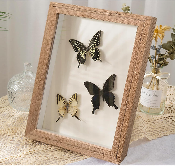 3D Bilderrahmen zum Befüllen Bilderrahmen Holz 13x18cm 2 Pack Dunkles Holz Fotorahmen aus Massivholz