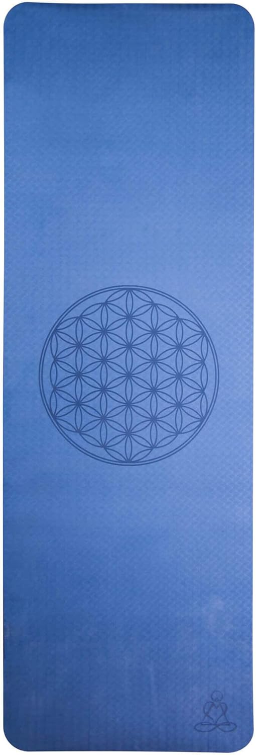 Blume des Lebens Yoga-Matte TPE ecofriendly - orange/grau