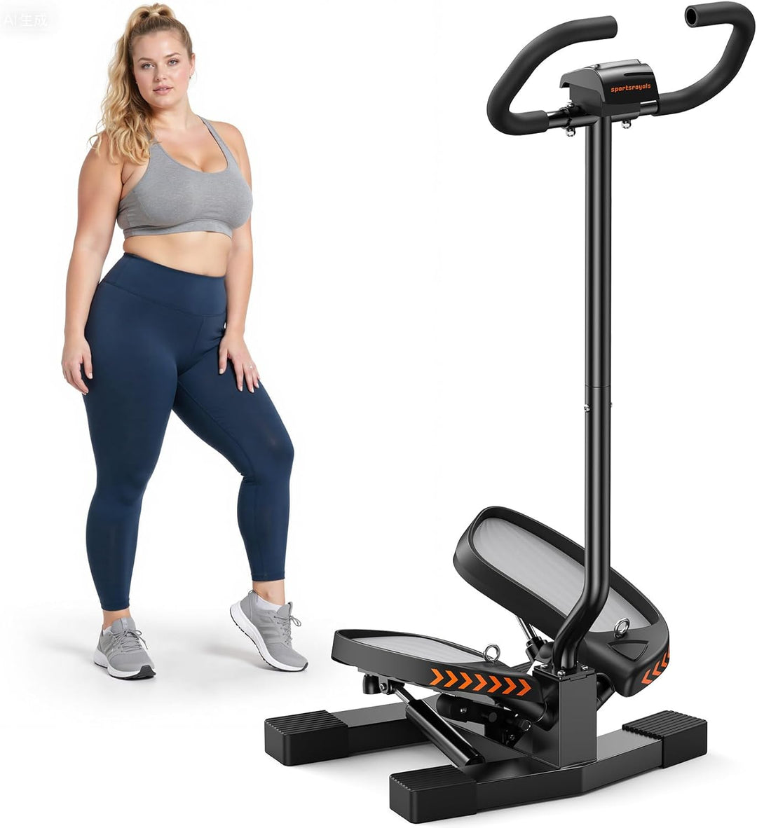 Sportsroyals Exercise Stair Stepper für Zuhause – Up-Down Swing Stepper mit Power Ropes for Bein/Arm