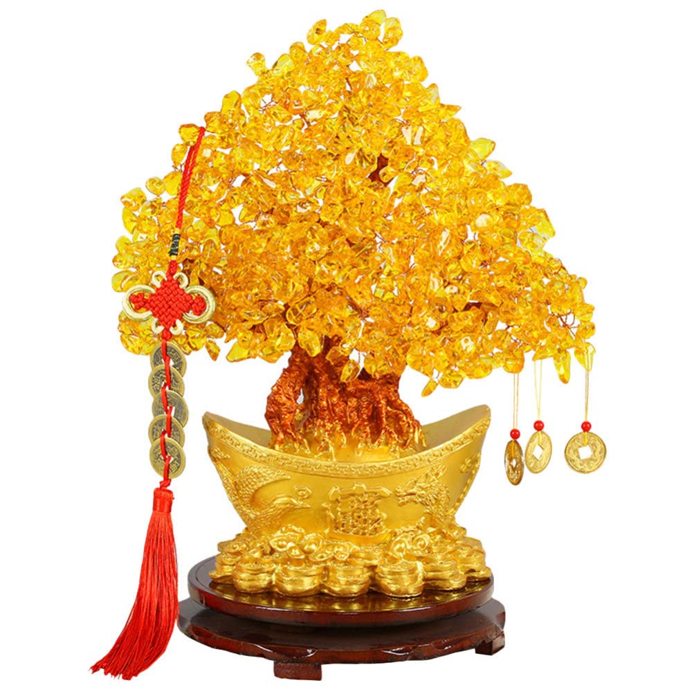 BESPORTBLE Chinesische Geldbaum Bonsai Glücksbaum Deko Feng Shui Baum Kristallbaum Chinesische Neuja