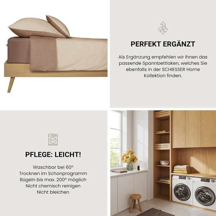 Schiesser Wende-Bettwäscheset Doubleface in angenehm glatter Renforcé Qualität, Made IN Green, Farbe