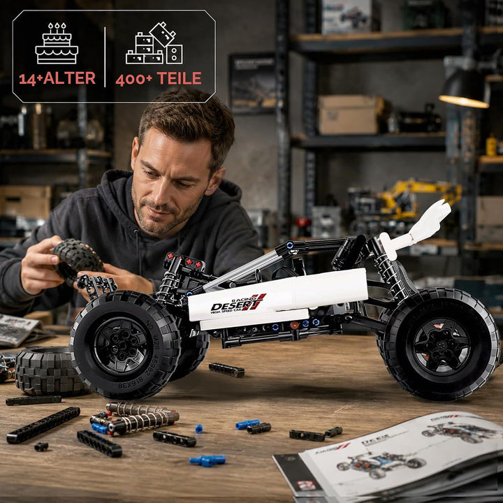 Mould King 18001 Technologie Offroad Rennwagen, 394 Stück Mit 3 Motoren, Modellbaustein Der Mechanis