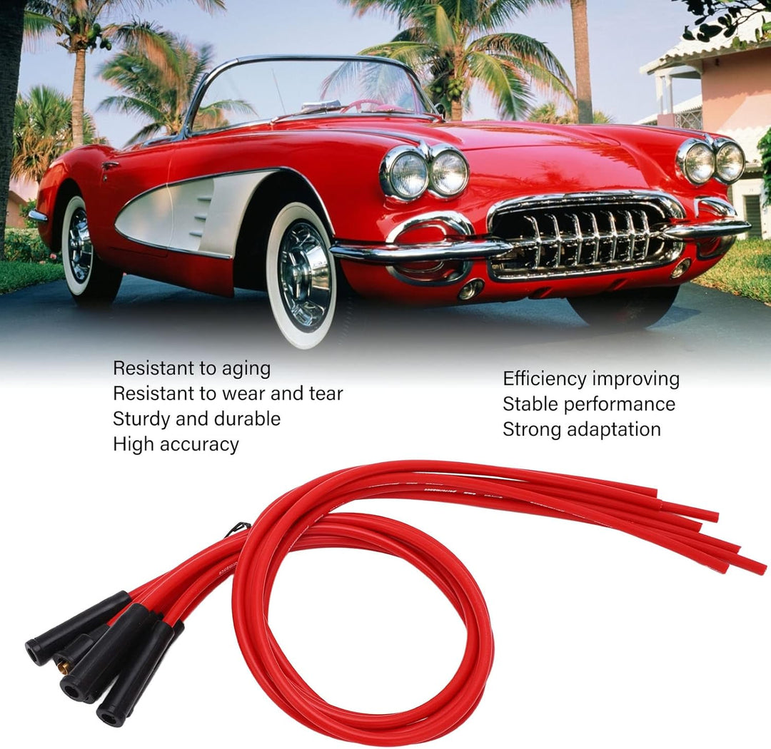 Zündkerzenkabel, Auto Zündkabel Set Rot 8mm Durchmesser 1m Länge Zündkabel Rot Ersatz für 6 Zylinder