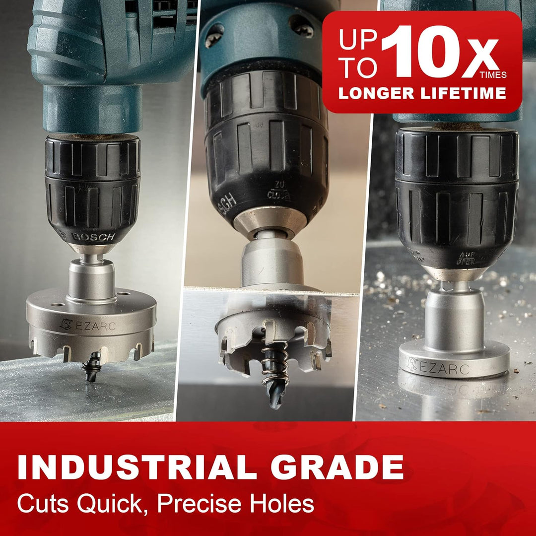 EZARC Lochsäge Hartmetall-Bohrer, leistungsfähiger Lochöffner ideal für Löchern in Edelstahl und Met