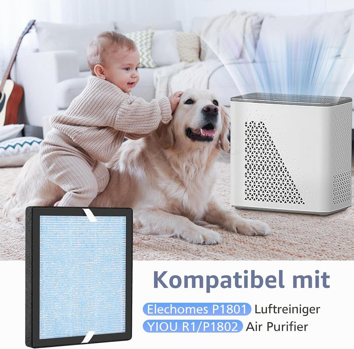 R1 P1801 P1802 Filter kompatibel mit YIOU R1 Air Puri-fier und Elechomes P1801/P1802, 3-in-1 True HE