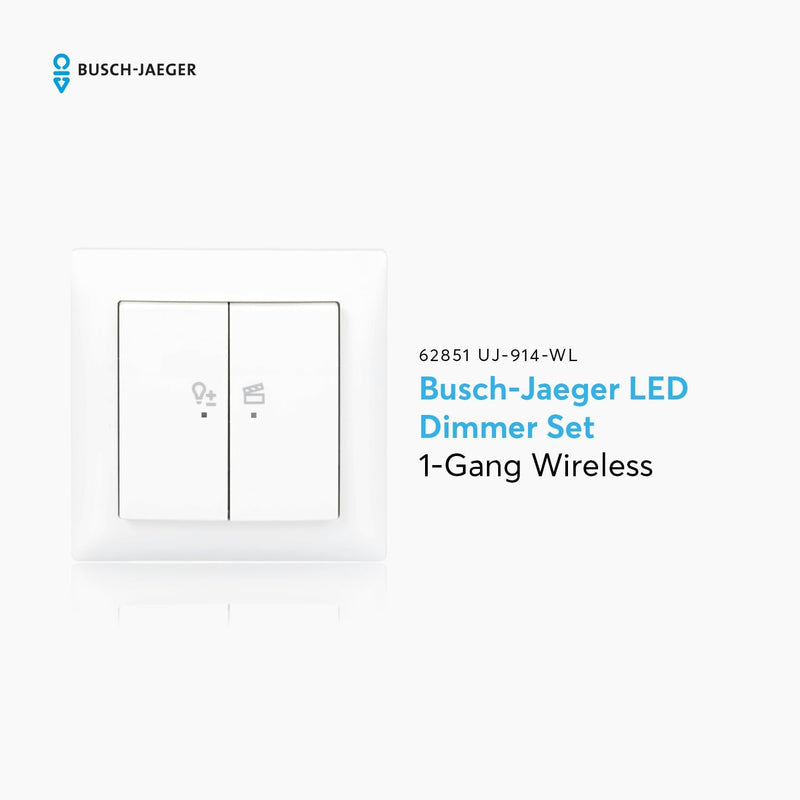 Busch-Jaeger 62851 UJ-914-WL LED-Dimmer flex Wireless Komplettset Tastdimmer-Einsatz Tastbedienfeld