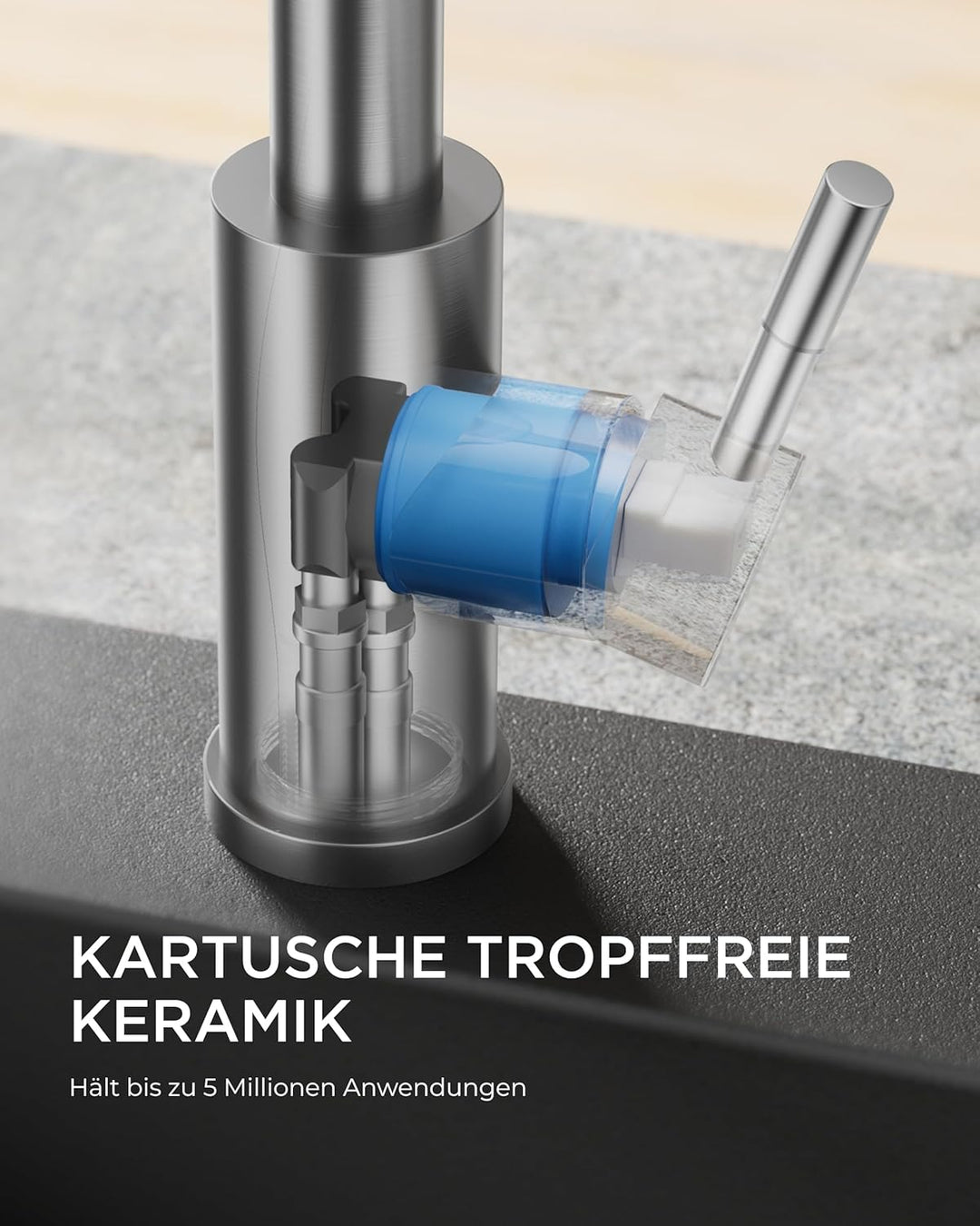 FORIOUS Waterfall Wasserhahn Küche, Hochdruck Küchenarmatur Ausziehbar mit Brause, 360° Drehbar Misc