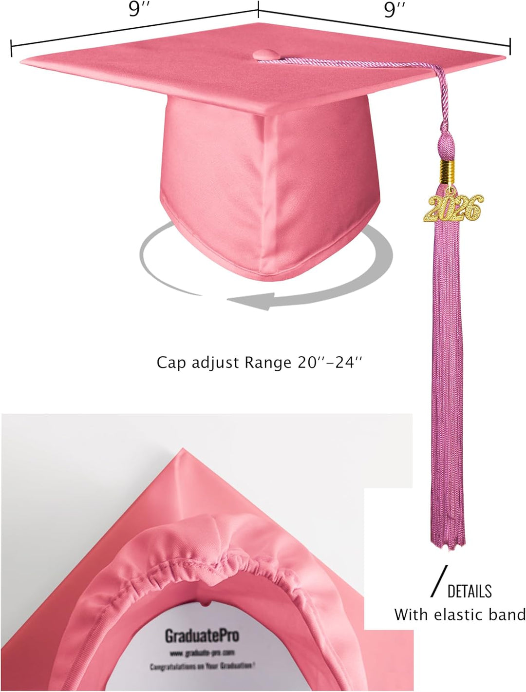 GraduatePro Abschluss Robe mit Hut 2026 Talar und Doktorhut Absolventen für Hochschule und Bachelor